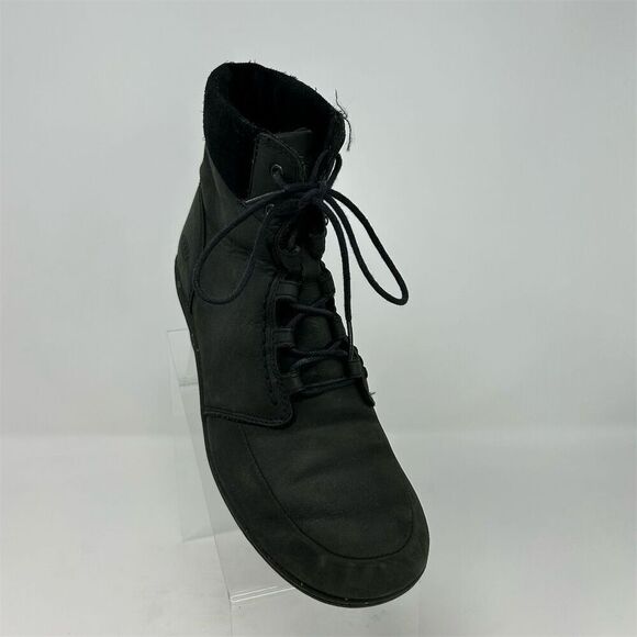 KEEN Women's Black Leather Lace-Up Mid Heel Wedge Boots Size 8.5 - Picture 4 of 14